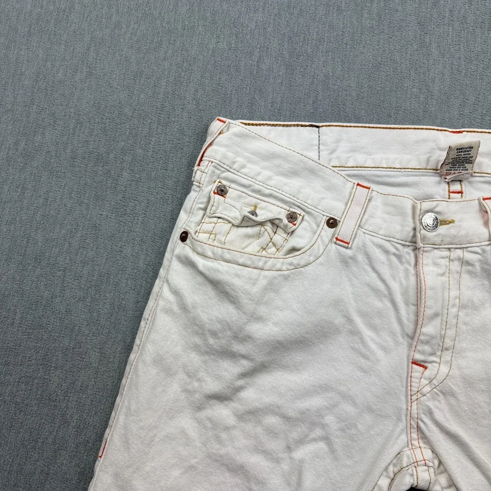 Vintage True Religion Jeans Men 38 Fit 38X33 White Straight Flap Pocket Made USA